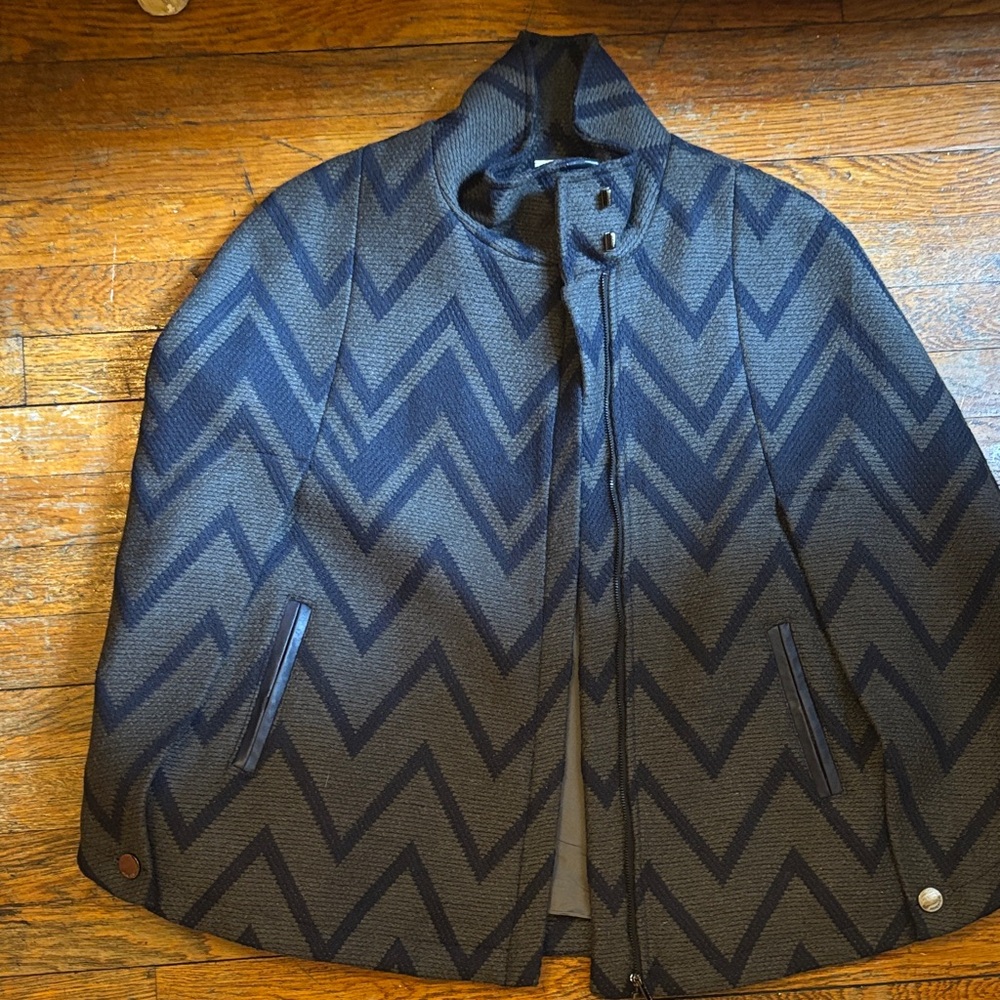 NEW Chevron Patterned wool  cape coat